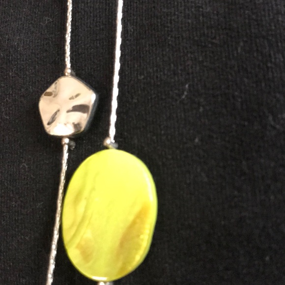 MULTI COLOR SILVER TONE DOUBLE CHAIN NECKLACE - Picture 3 of 5